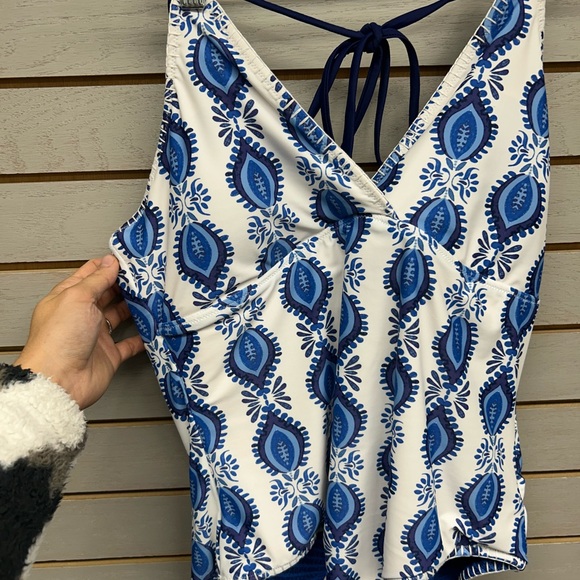 Cabana Life Blue and White Floral reversible Swimsuit - Picture 4 of 8